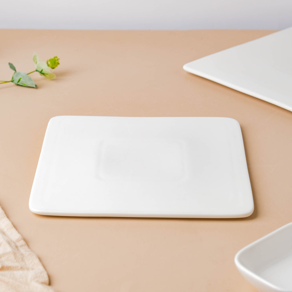 Serena Snowy White Square Platter Small Nestasia