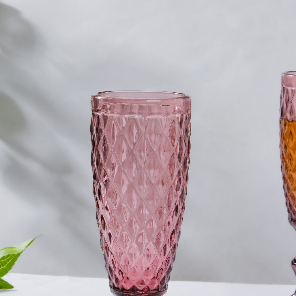 Textured Luxe Champagne Glass Purple Set Of 6 150 ml Nestasia