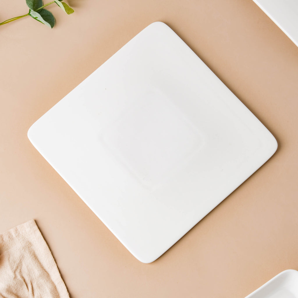 Serena Snowy White Square Platter Small Nestasia