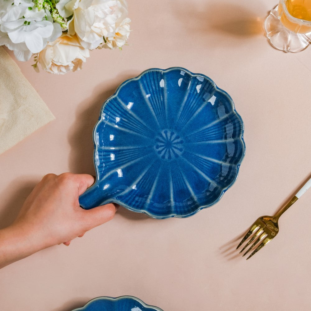 Ocean Plate With Handle Blue Nestasia