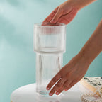 Contemporary Ribbed Textured Glass Flower Vase