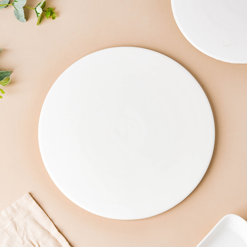 Serena Snowy White Round Platter Medium Nestasia
