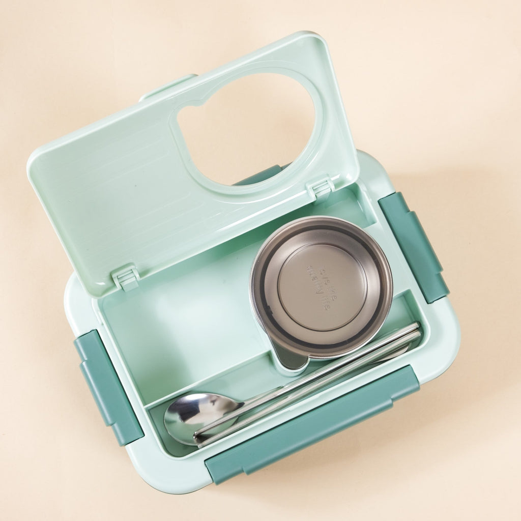 Lunch Box With 2 Sections Green 800ml Nestasia