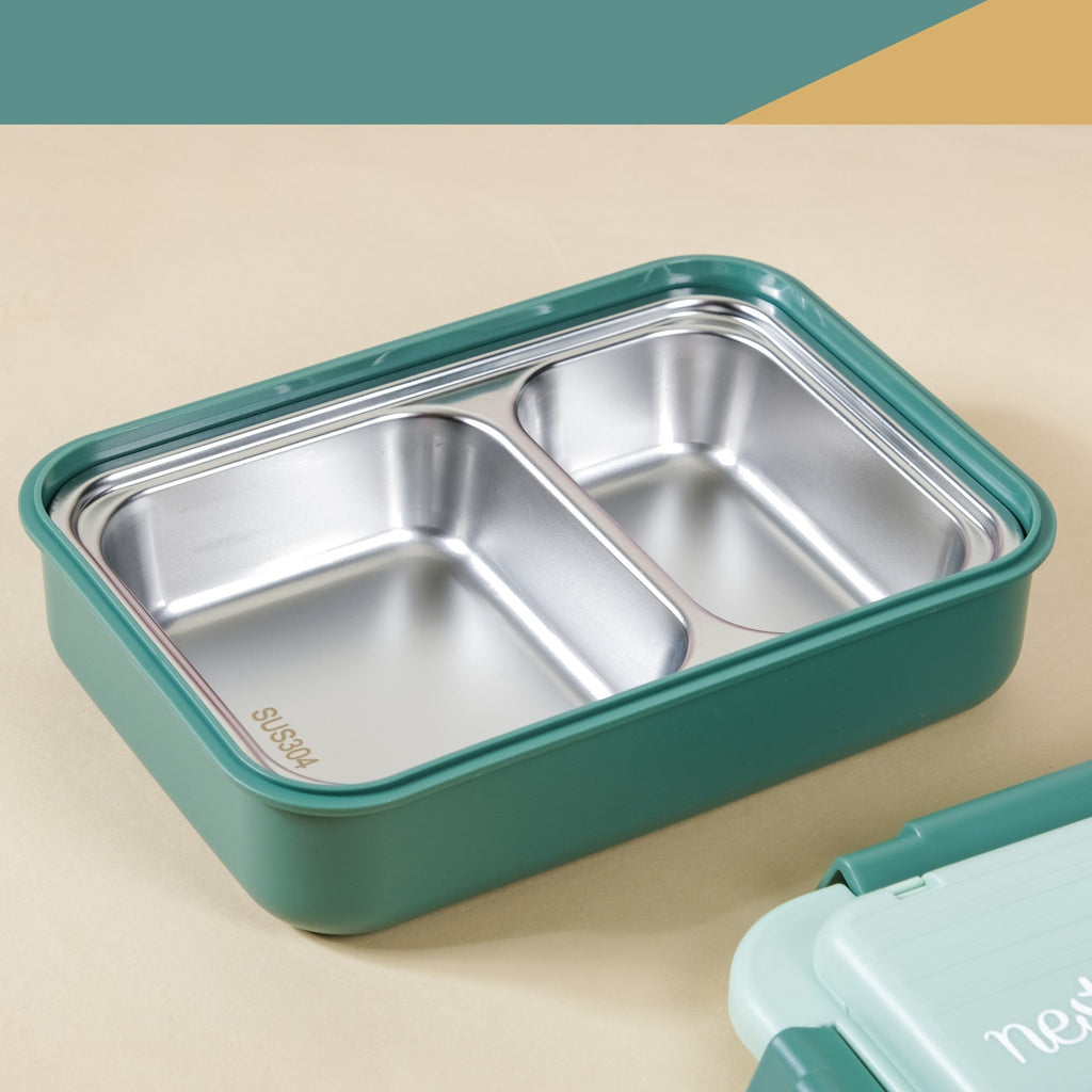 Lunch Box With 2 Sections Green 800ml Nestasia