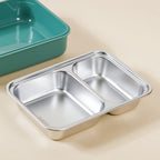Lunch Box With 2 Sections Green 800ml Nestasia