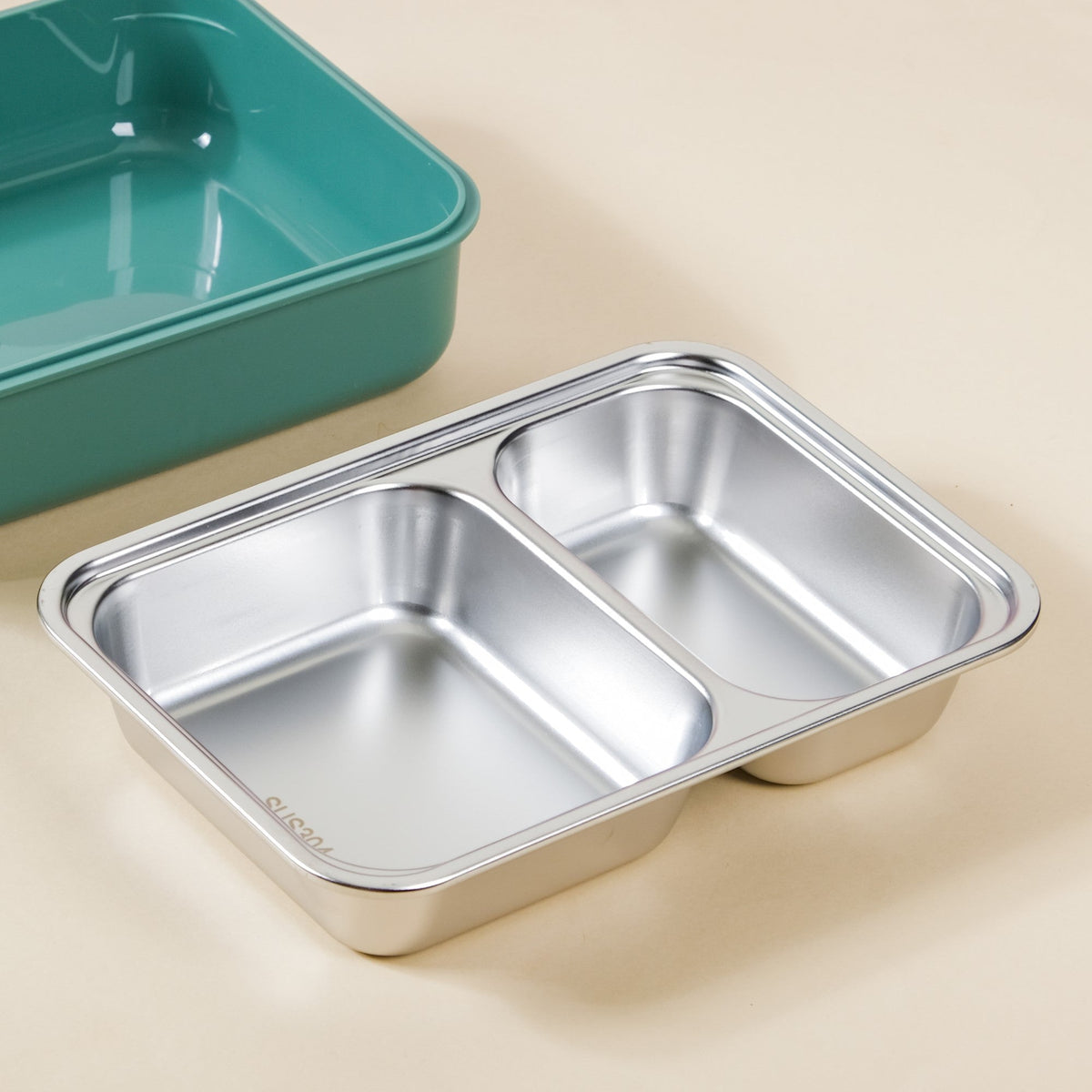 Lunch Box With 2 Sections Green 800ml Nestasia