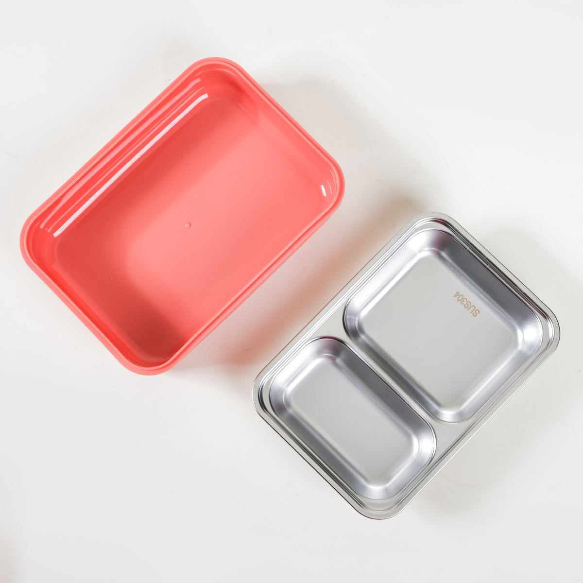 Insulated Lunch Box With 2 Compartments Pink 800ml Nestasia