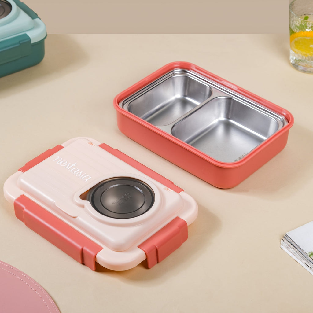Insulated Lunch Box With 2 Compartments Pink 800ml Nestasia