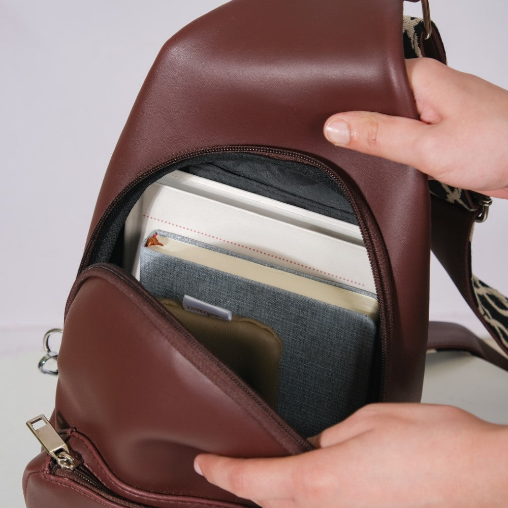 Voyager Crossbody Sling Bag Brown Nestasia