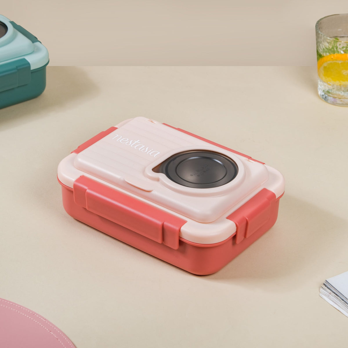 Insulated Lunch Box With 2 Compartments Pink 800ml Nestasia