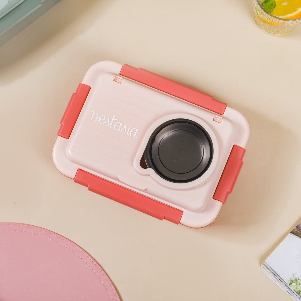 Insulated Lunch Box With 2 Compartments Pink 800ml Nestasia