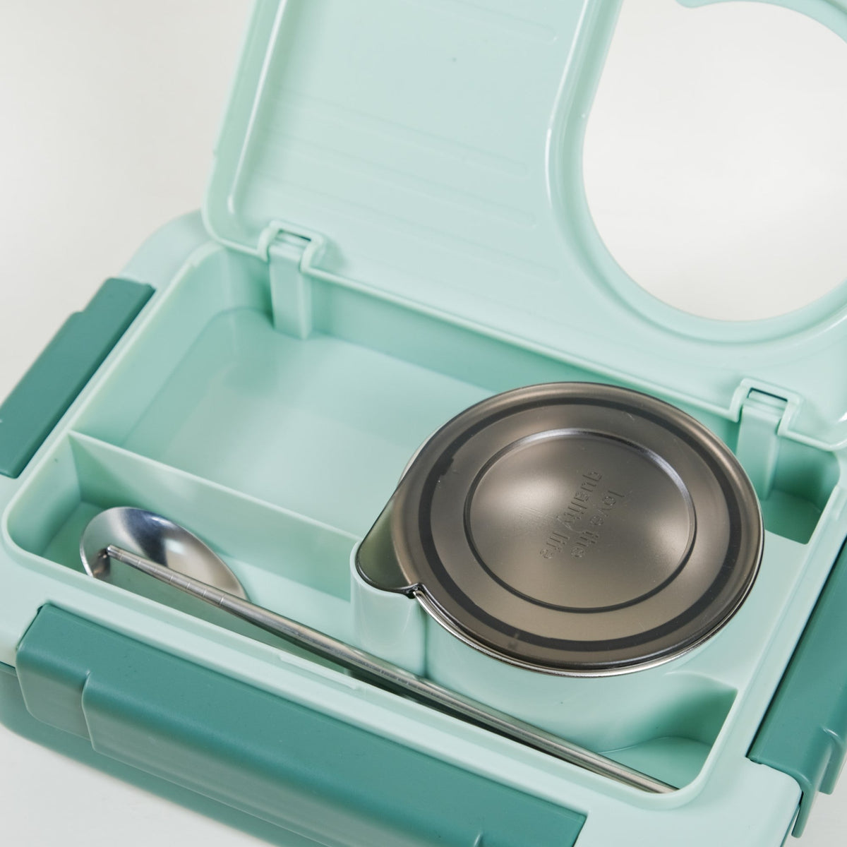 Lunch Box With 2 Sections Green 800ml Nestasia