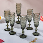Textured Glassware Ash Grey Set Of 6 150 ml Nestasia