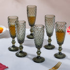 Textured Glassware Ash Grey Set Of 6 150 ml Nestasia