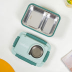 Lunch Box With 2 Sections Green 800ml Nestasia