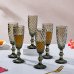 Textured Glassware Ash Grey Set Of 6 150 ml Nestasia