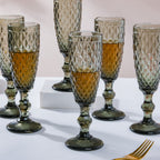 Textured Glassware Ash Grey Set Of 6 150 ml Nestasia