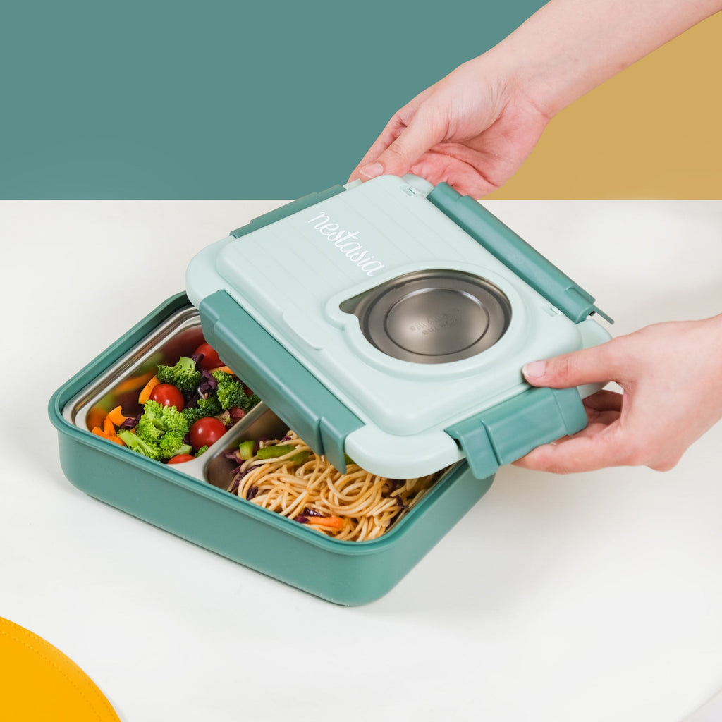 Lunch Box With 2 Sections Green 800ml Nestasia