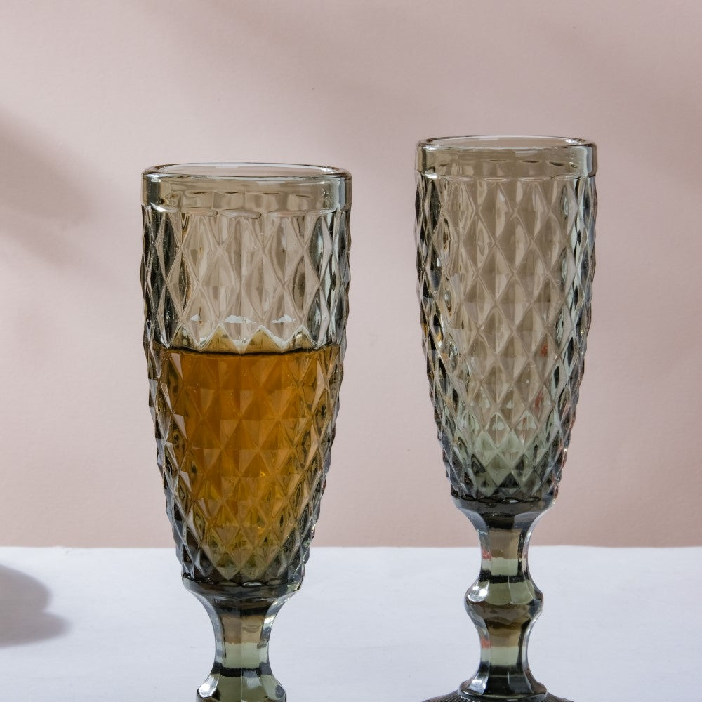 Textured Glassware Ash Grey Set Of 6 150 ml Nestasia