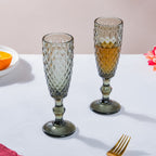 Textured Glassware Ash Grey Set Of 6 150 ml Nestasia