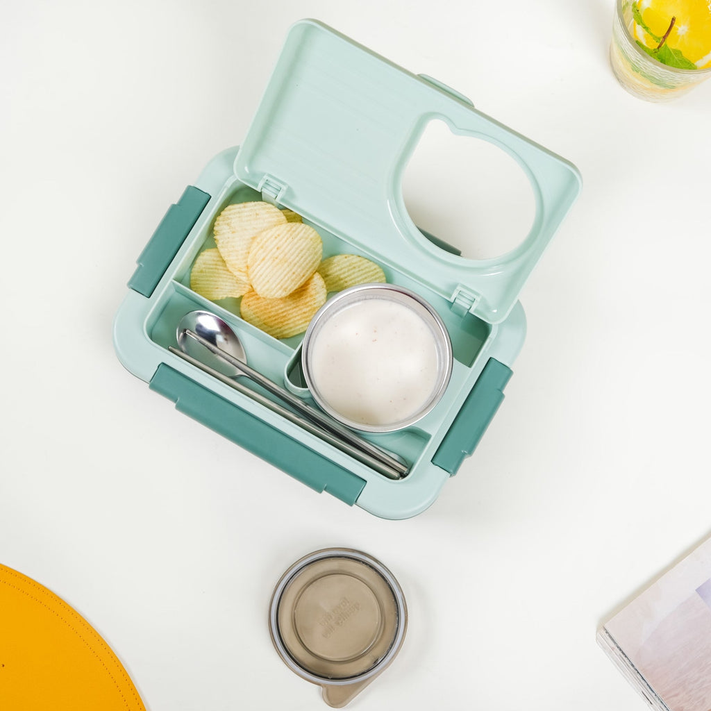 Lunch Box With 2 Sections Green 800ml Nestasia