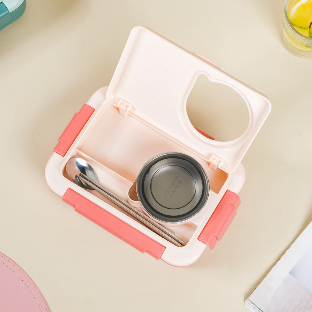 Insulated Lunch Box With 2 Compartments Pink 800ml Nestasia