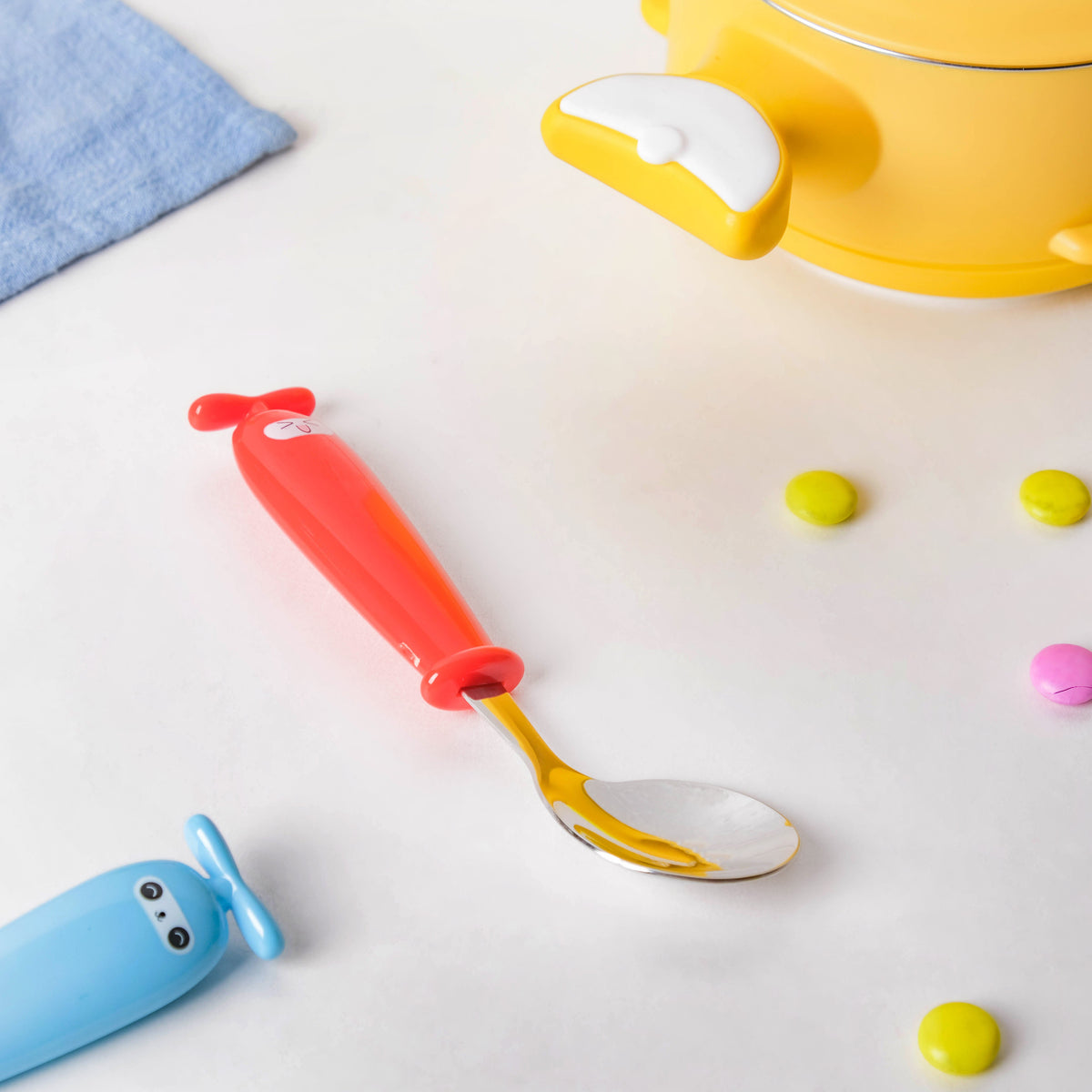 Stainless Steel Kids Feeding Spoon Red Nestasia