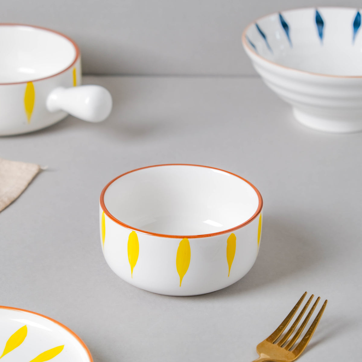 Teardrop Blue And Yellow 22 Piece Dinner Set For 6 Nestasia