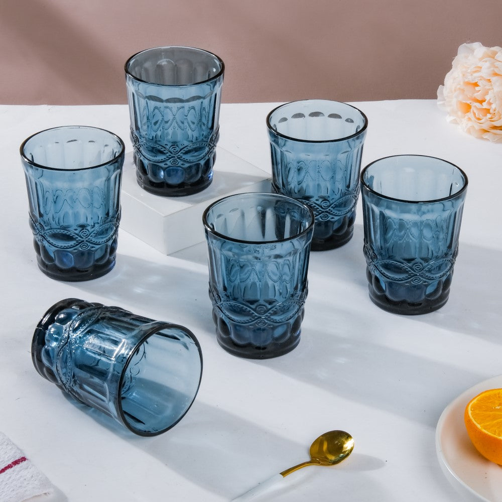 Everyday Drinking Glass Blue Set Of 6 250 ml Nestasia