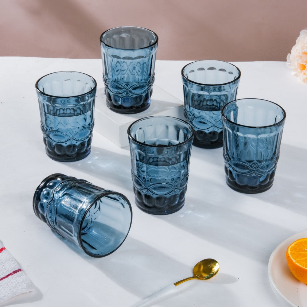 Everyday Drinking Glass Blue Set Of 6 250 ml Nestasia