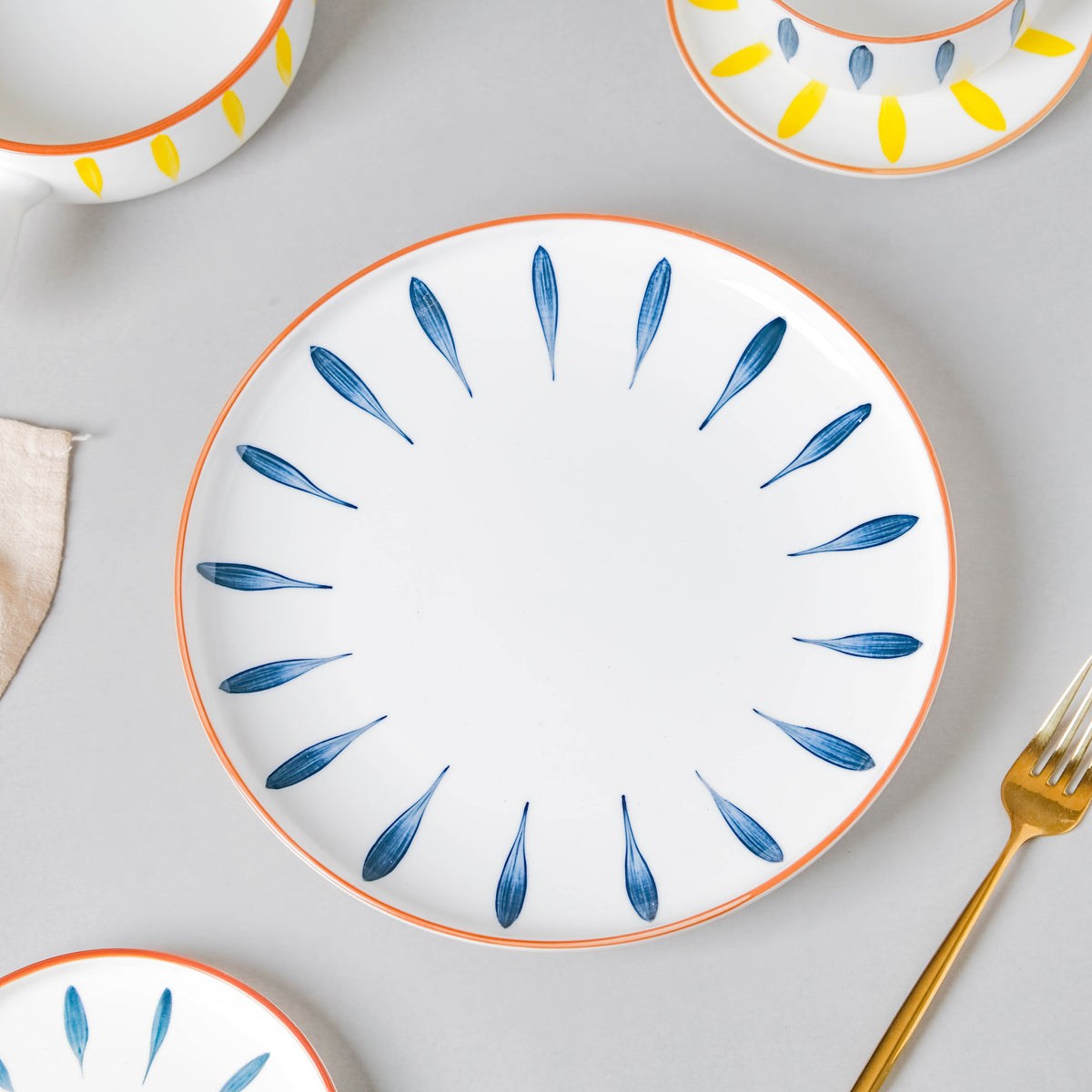 Teardrop Blue And Yellow 22 Piece Dinner Set For 6 Nestasia