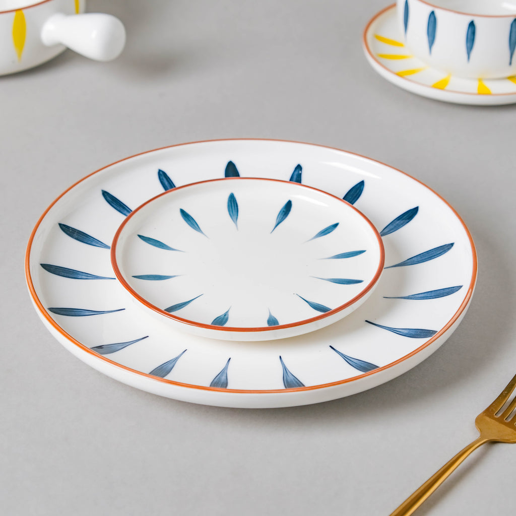 Teardrop Blue And Yellow 22 Piece Dinner Set For 6 Nestasia