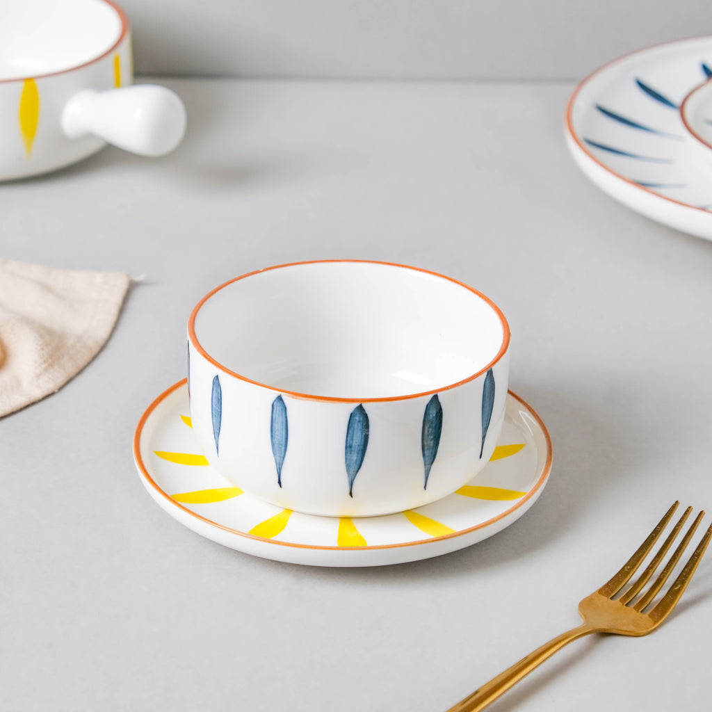 Teardrop Blue And Yellow 22 Piece Dinner Set For 6 Nestasia