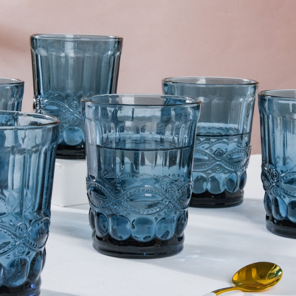 Everyday Drinking Glass Blue Set Of 6 250 ml Nestasia