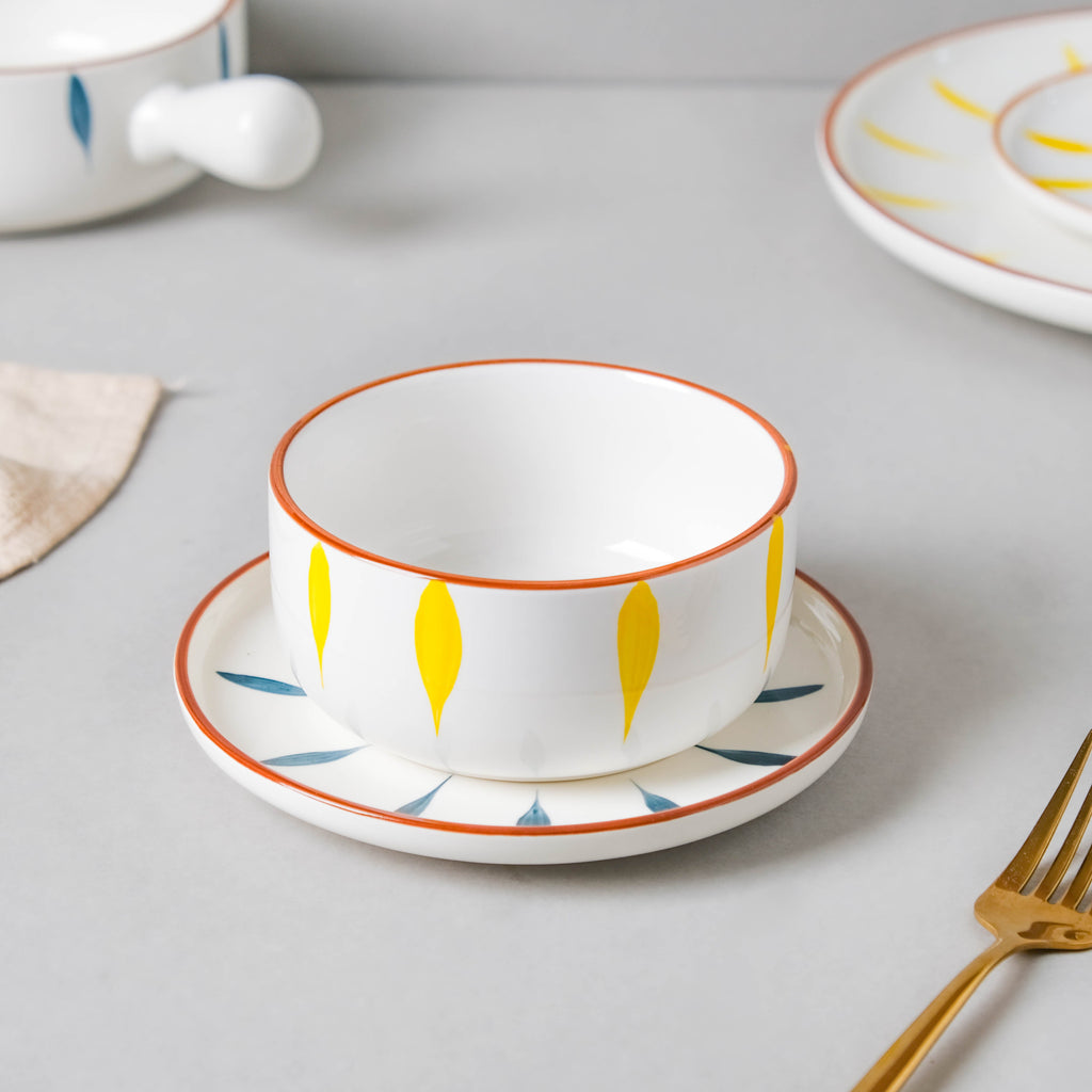 Teardrop Blue And Yellow 22 Piece Dinner Set For 6 Nestasia