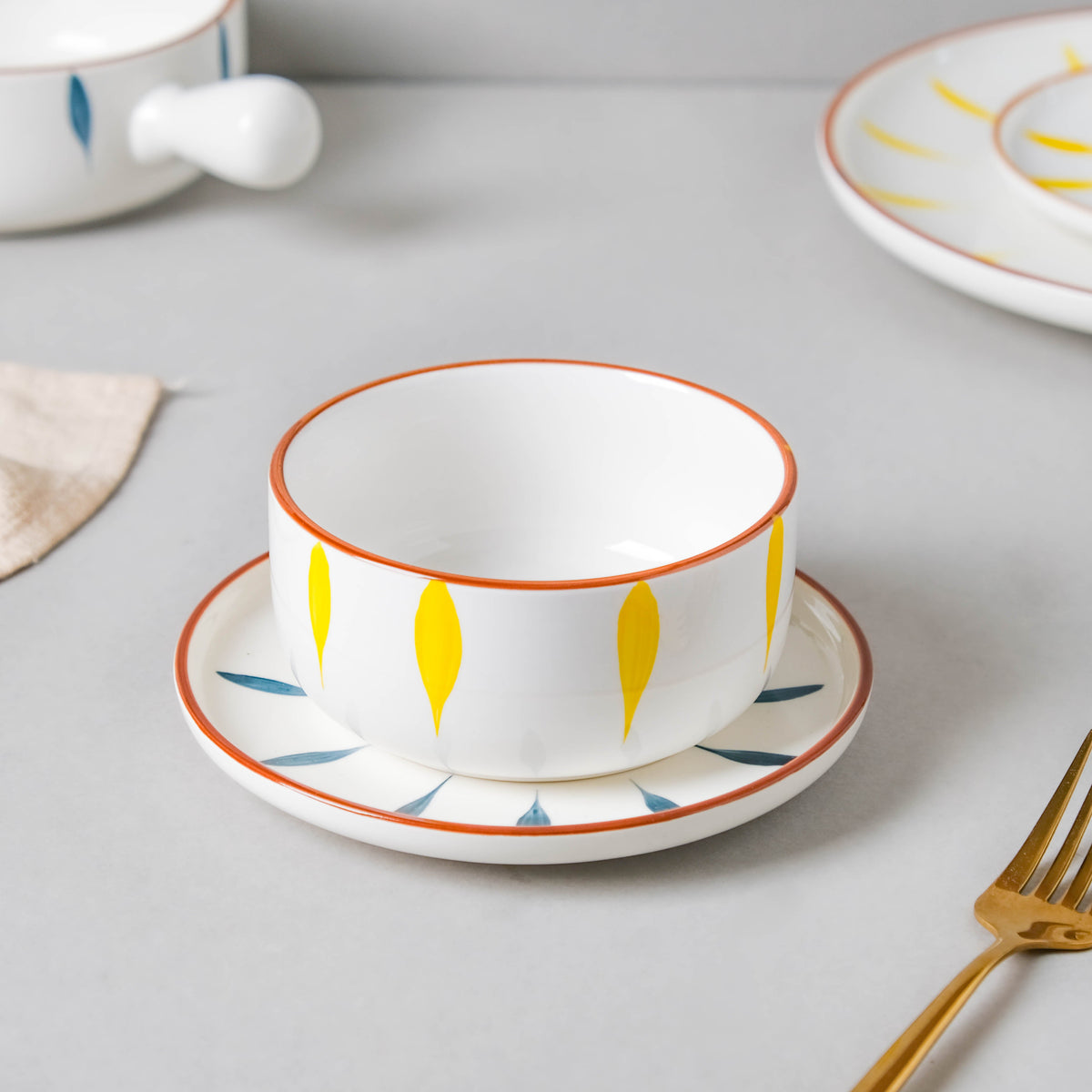 Teardrop Blue And Yellow 22 Piece Dinner Set For 6 Nestasia