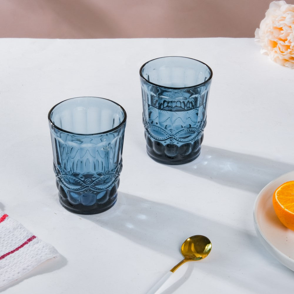 Everyday Drinking Glass Blue Set Of 6 250 ml Nestasia