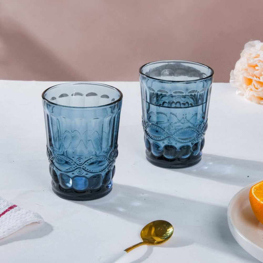 Everyday Drinking Glass Blue Set Of 6 250 ml Nestasia