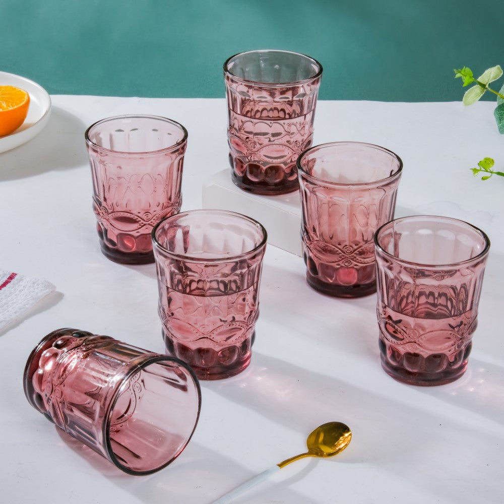 Rose Everyday Drinking Glass Mauve Set Of 6 250 ml Nestasia