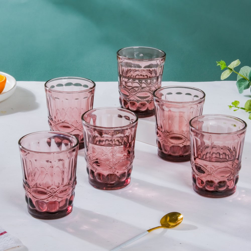 Rose Everyday Drinking Glass Mauve Set Of 6 250 ml Nestasia