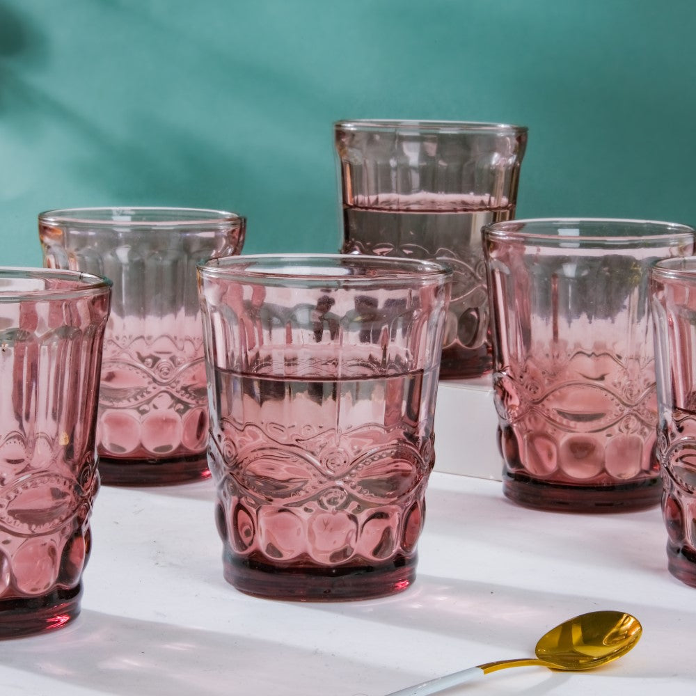 Rose Everyday Drinking Glass Mauve Set Of 6 250 ml Nestasia