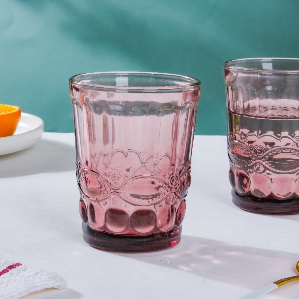 Rose Everyday Drinking Glass Mauve Set Of 6 250 ml Nestasia