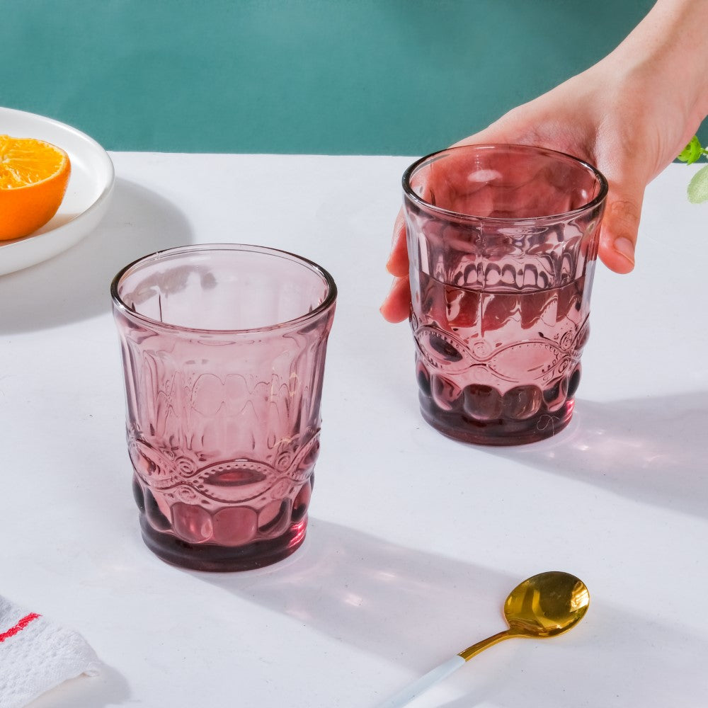 Rose Everyday Drinking Glass Mauve Set Of 6 250 ml Nestasia