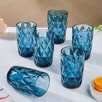 Crystal Tumbler Glass Blue Set Of 6 350 ml Nestasia