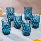 Crystal Tumbler Glass Blue Set Of 6 350 ml Nestasia