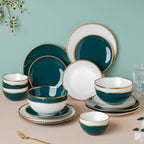 Green And White Elysian 22 Piece Dinnerware For 6 Nestasia