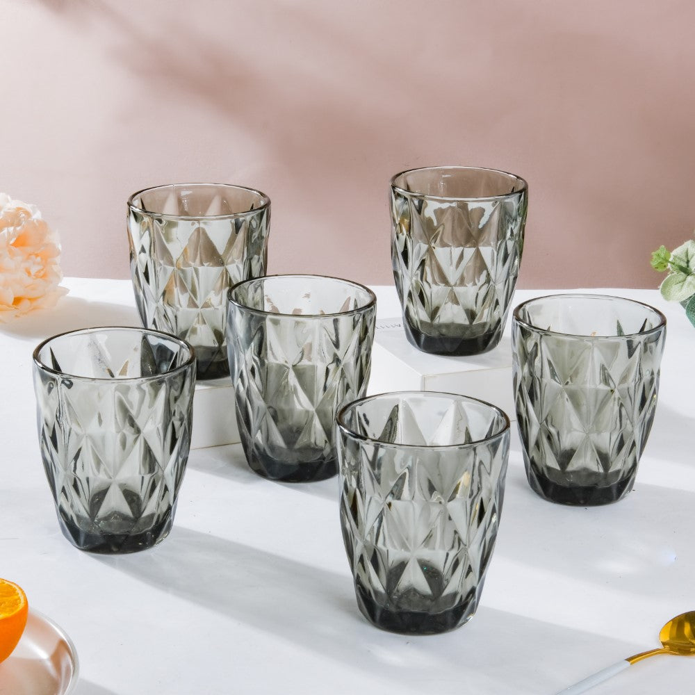 Crystal Tumbler Grey Small Set Of 6 250 ml Nestasia