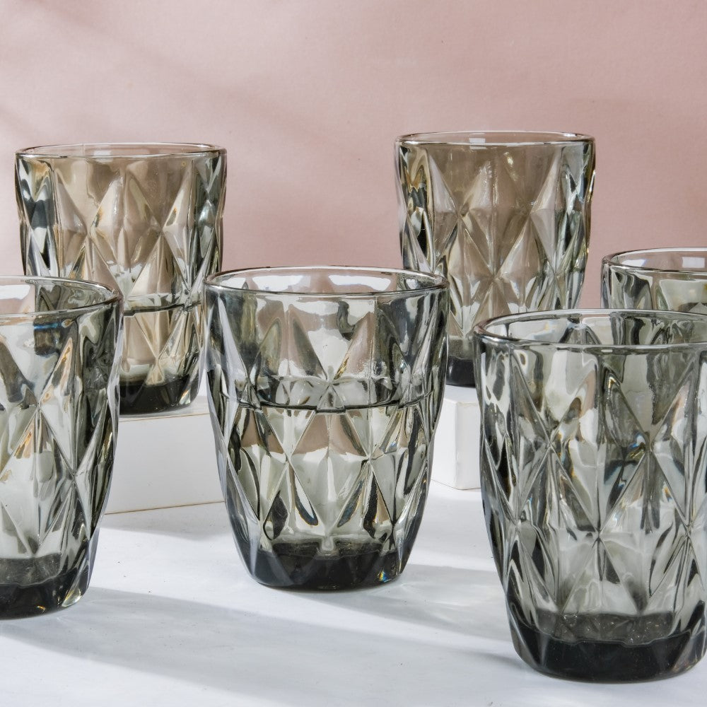 Crystal Tumbler Grey Small Set Of 6 250 ml Nestasia
