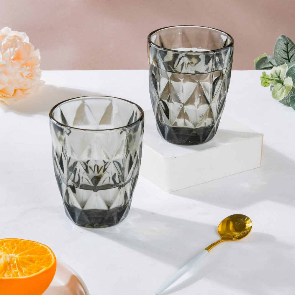 Crystal Tumbler Grey Small Set Of 6 250 ml Nestasia