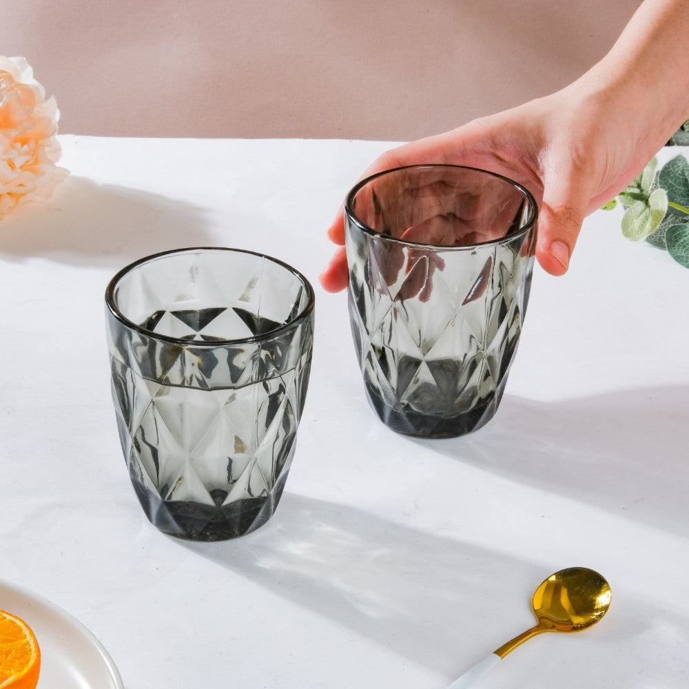 Crystal Tumbler Grey Small Set Of 6 250 ml Nestasia